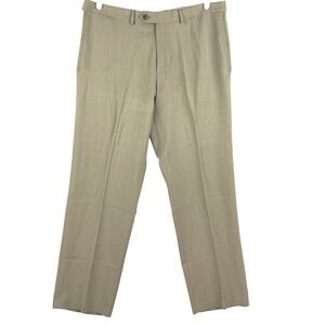 HAGGAR Men's Classic Fit Tan Pants Size 36x30 Flat Front Straight Leg Mid Rise